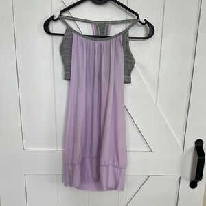 Lululemon Lavender and Gray Tank with Built-In Bra, Size 4